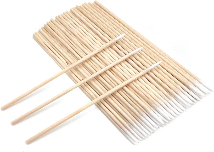 400pcs Pointed Cotton Swabs, Single-tip Cotton Wood Sticks for Eyebrow Tattoo Beauty Make-up Color Nail Seam Disposable Cleaning Cotton Swabs