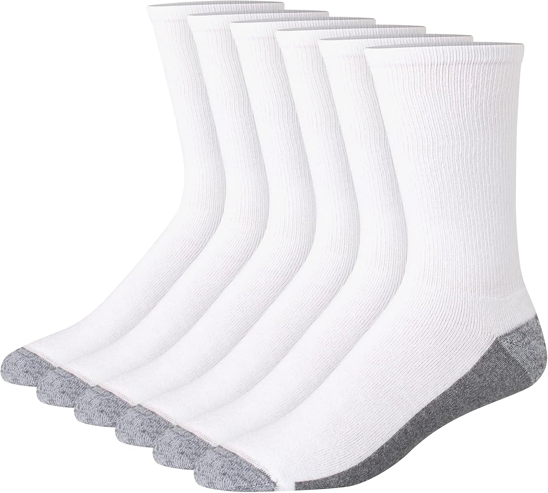 Hanes Men's Max Cushioned Crew Socks, Moisture-Wicking with Odor Control, Multipack