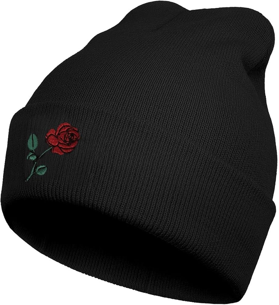 Moon Beanie for Men Women Winter Hat Embroidered Cuffed Cap Knit Skull Hat