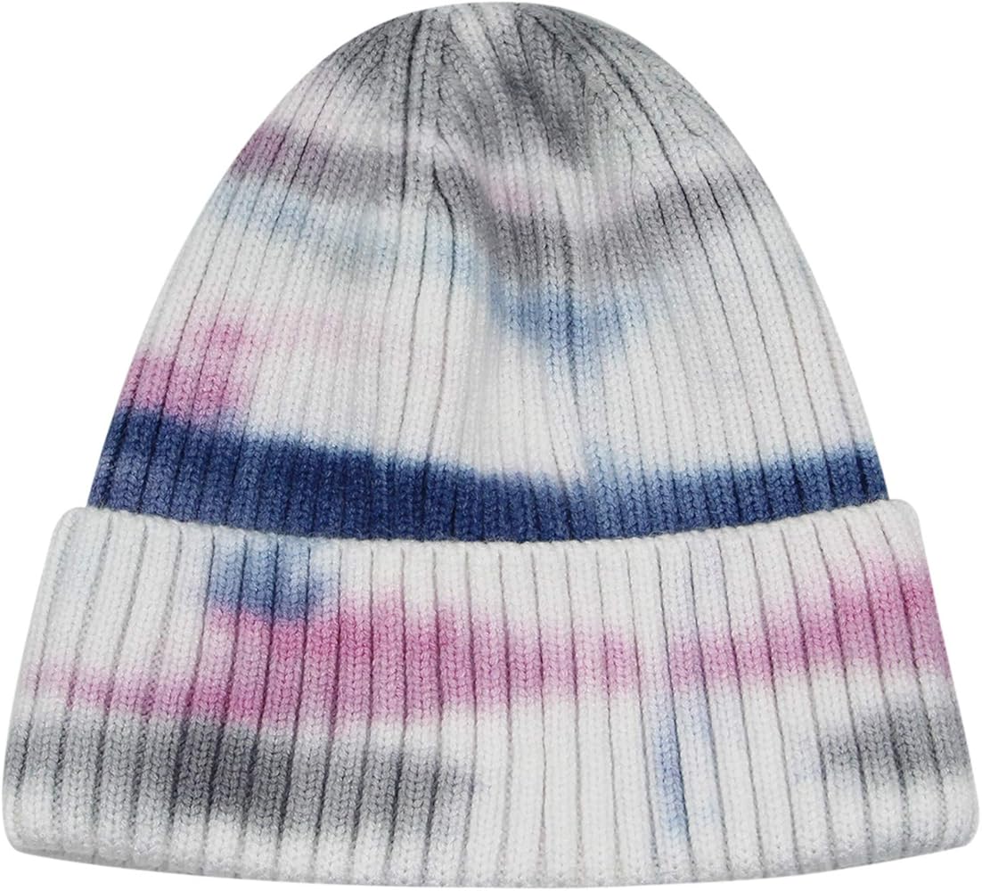 ZGMYC Unisex Tie Dye Cuffed Winter Beanie Hat Colorful Warm Soft Knit Skull Cap for Men Women