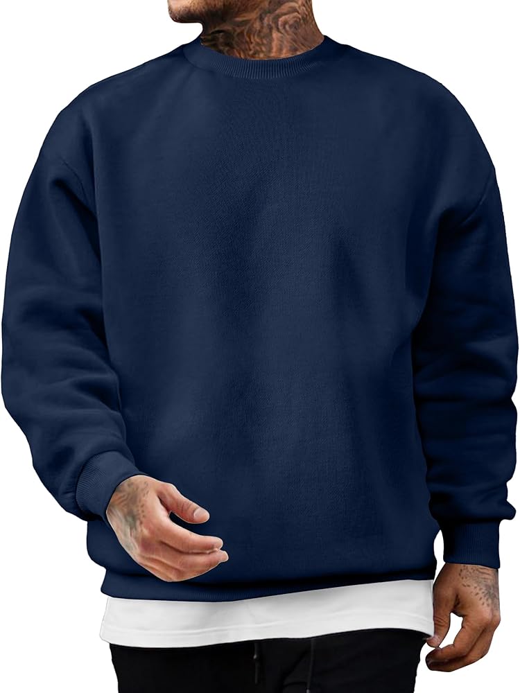 JMIERR Men's Casual Long Sleeves Crewneck Sweatshirts Cotton Pullover Sweatshirt for Men