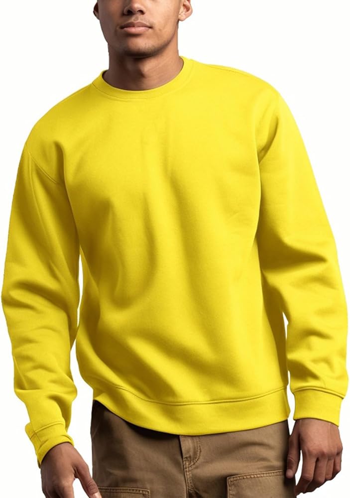 JIHUILAI Men's Crewneck Sweatshirt Plain Sweatshirts Athletic Workout Sweat Shirts Soft Long Sleeve Pullover Shirt