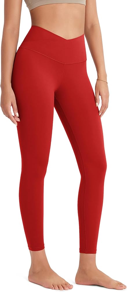 ODODOS ODCLOUD Crossover 7/8 Leggings with Back Pocket for Women, 23" / 25" / 28" V High Wasit Lounge Yoga Pants