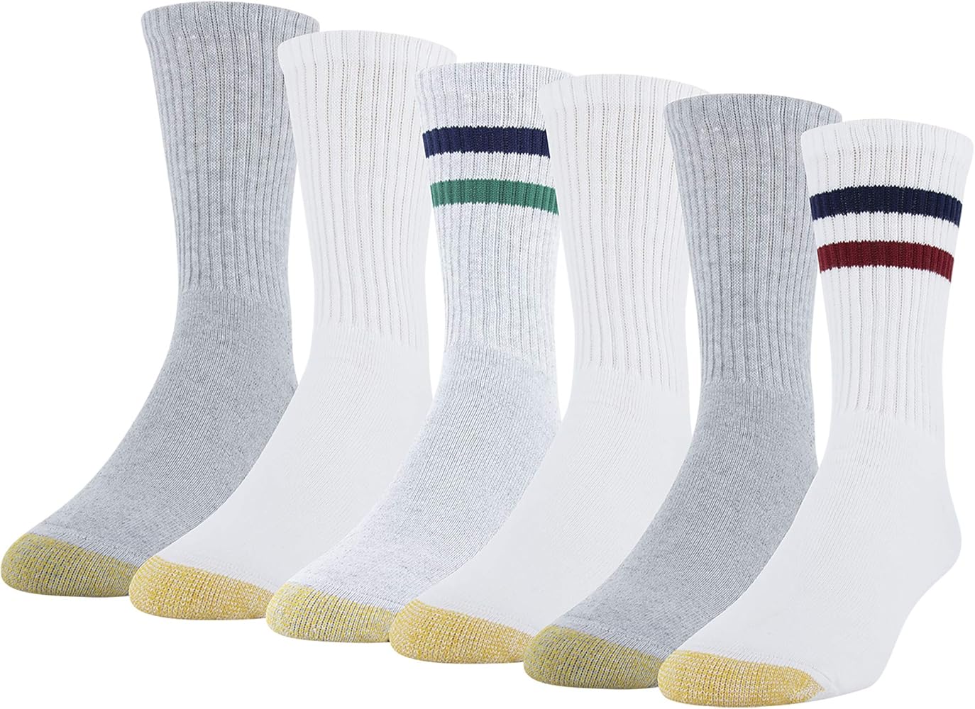 GOLDTOE Men's Cotton Blend Athletic Crew Socks, 6-Pairs
