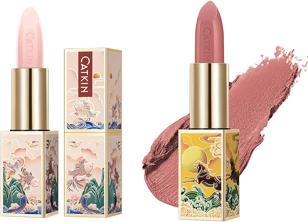 CATKIN 2Pcs Makeup Set Includes Moisturising Lip Balm C01 and Matte Lipstick CO157