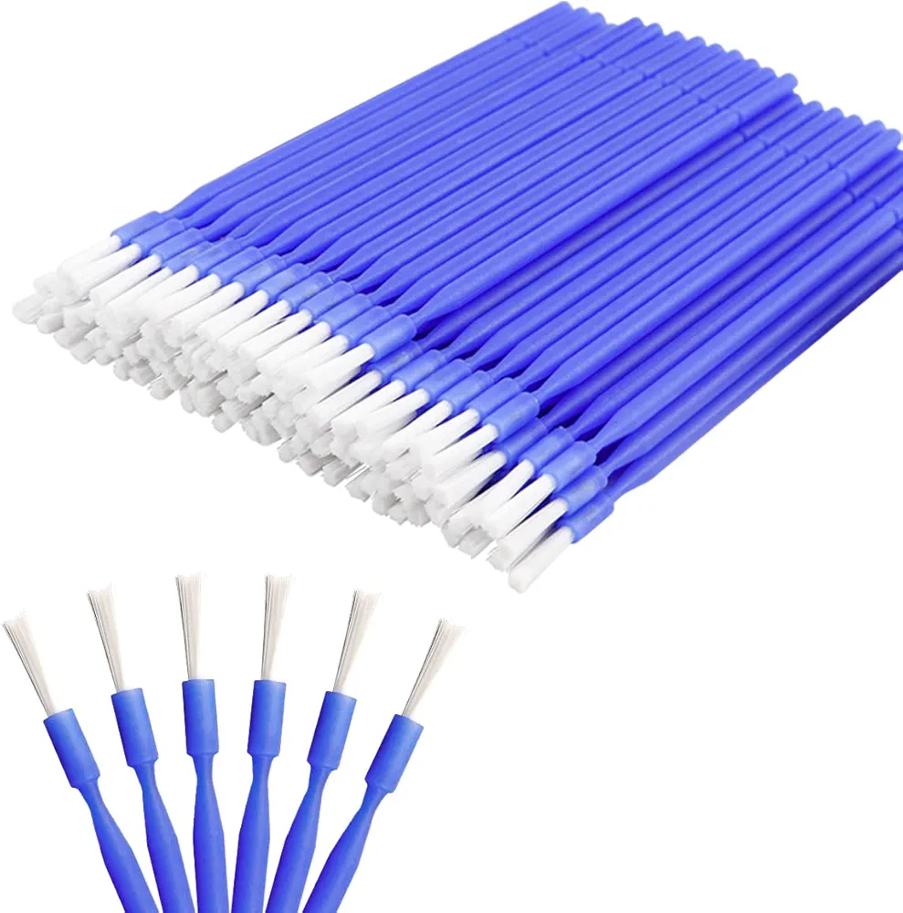 100 Pcs Interdental Brush, Disposable Micro Applicator Brus - Bendable Micro Swabs Applicator Oral Dental Hygiene Tooth Cleaning Tool(Blue)