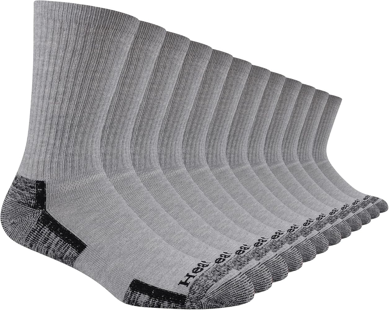 Heatuff Mens Crew Socks Moisture Wicking Max Cushion Athletic Work Socks for men (6 Pairs)