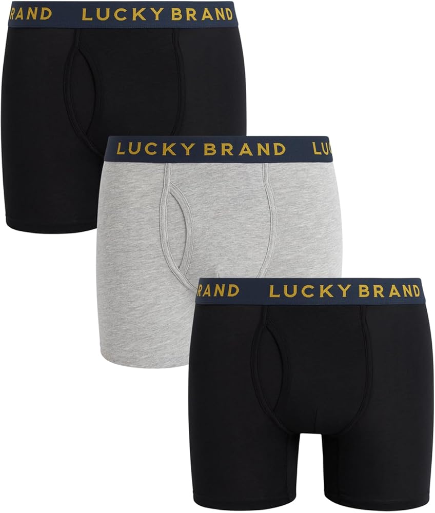 Lucky Brand Men's Boxer Briefs – 3 Pack Soft Stretch Boxers for Men with Contour Pouch - Casual Mens Underwear Boxers (S-XXL)