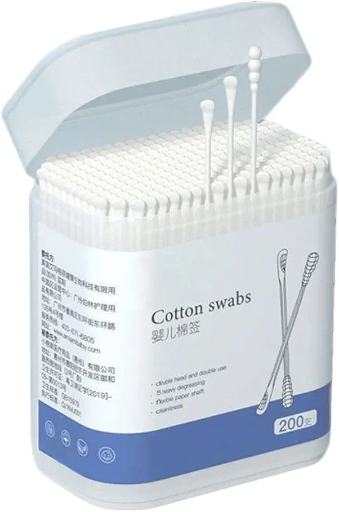 Kisangel 200Pcs Baby Cotton Swabs Paper Cotton Buds Cotton Ear Cleaners Safety Swabs Cleaning Sticks for Ear Nose Clean