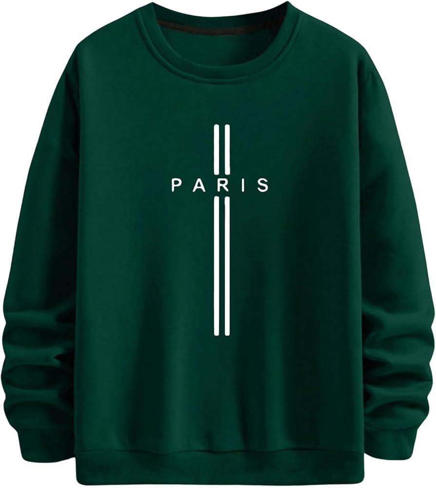 SOLY HUX Sweatshirts for Men Letter Print Long Sleeve Crew Neck Casual Pullover Tops
