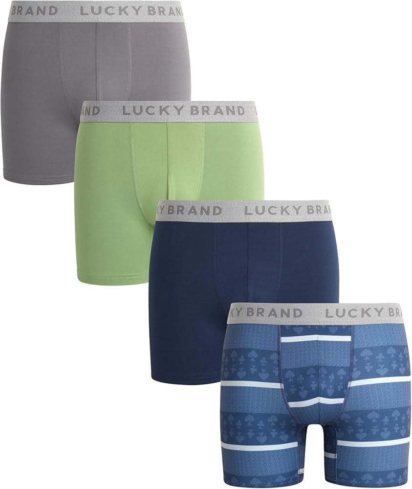 Lucky Brand Men's Boxer Briefs - 4 Pack Soft Stretch Performance Underwear Boxers for Men with Contour Pouch (Sizes: S-XL)