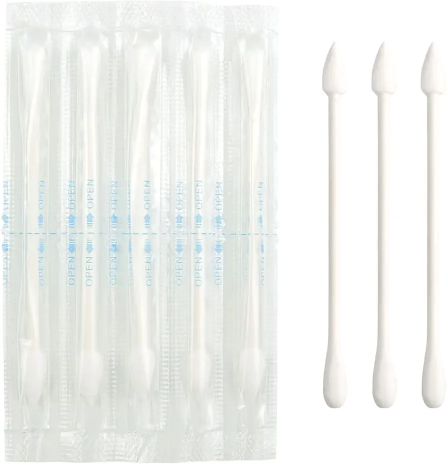 Cotton Swabs - Individually Wrapped Double Tipped Paper Sticks for Ear, Make-up, 100 Count (White, Round/Pointed End)