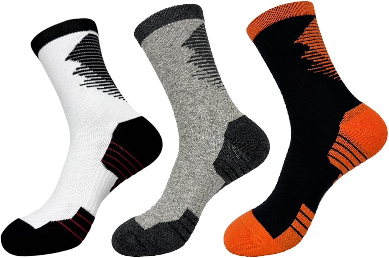 Mens Compression Running Socks 3 Pairs Cushion Crew Socks Moisture Wicking Athletic Hiking Socks 7-13