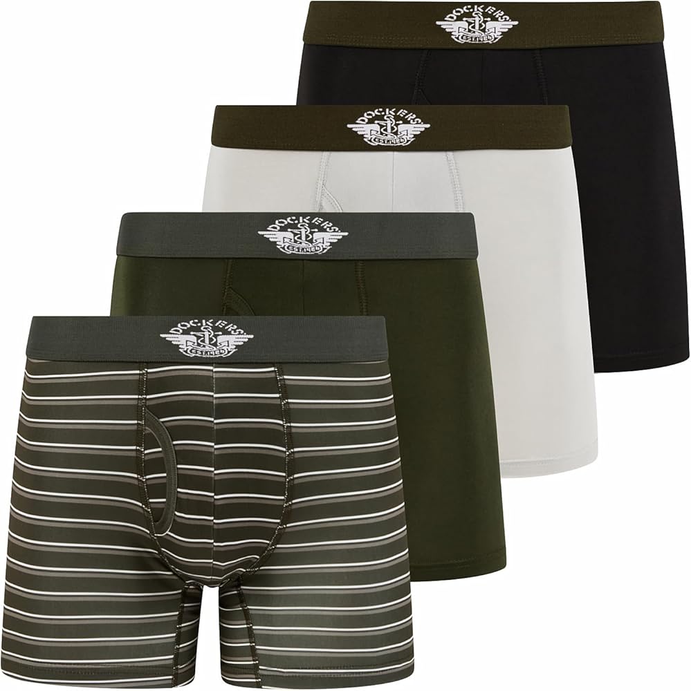 DOCKERS Mens Boxer Briefs Microfiber Men’s Boxers Underwear for Men Pack of 4