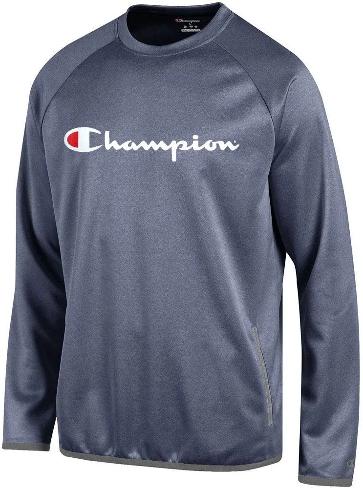 Champion Script Logo Men's (Marine Navy) Convergence Crew Performance Fleece