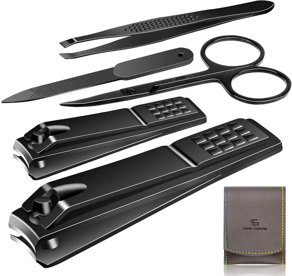 Pedicure Kit Nail Clippers Set 10 Piece Stainless Steel Nail Cutter File Sharp Scissors Manicure Fingernails & Toenails Personal Care Gift with Portable Travel Case for Men & Women (Navy_10in1)