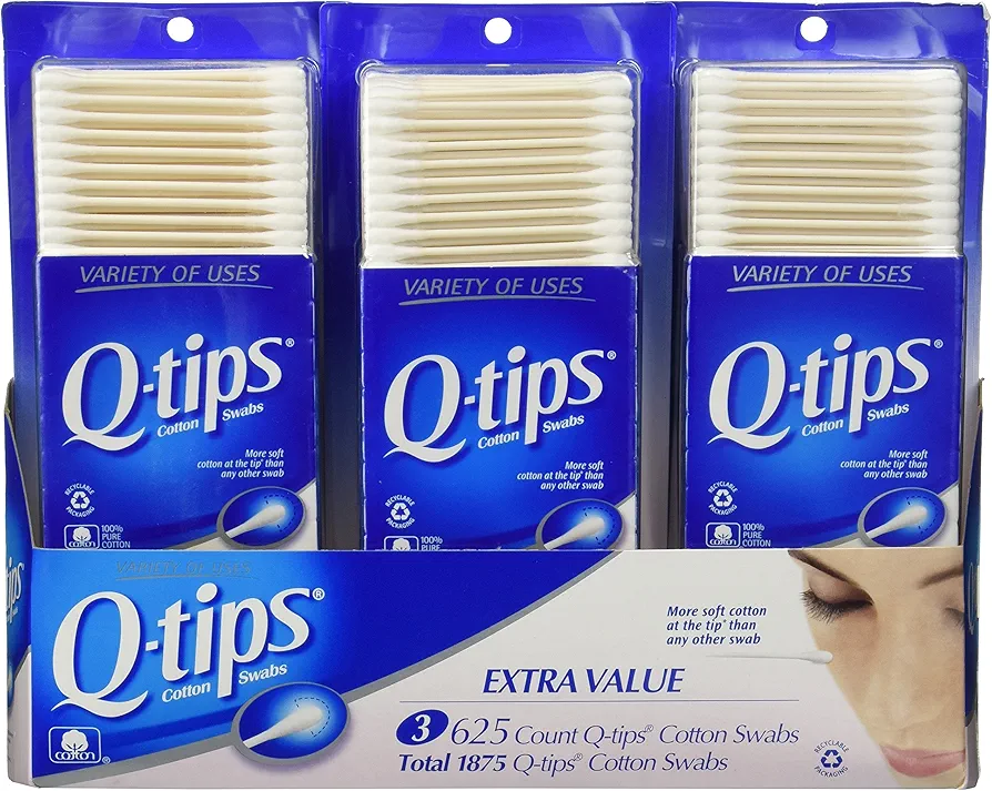 Q-tips Cotton Swabs 3 Packs of 625 Count