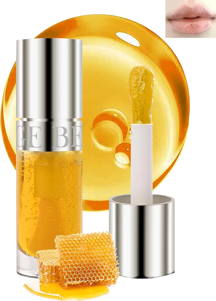 Hydrating Lip Glow Reviver Oil, High Shine Plumping Lip Oil Gloss withcolor, Moisturizing Tinted Lip Gloss Non-Sticky Long-Lasting Fruit Flavored Lip Stain Oil, Lipgloss for Women Dry Lips Care(Honey)