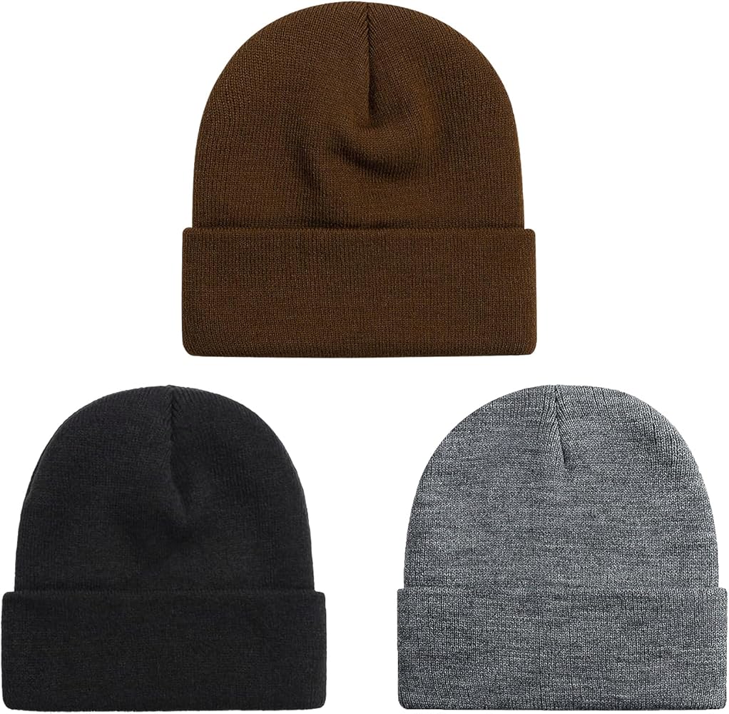 ZOORON 1 & 2 Packs Beanie for Men Women Warm Winter Hats Acrylic Knit Cuffed Beanie Cap Unisex