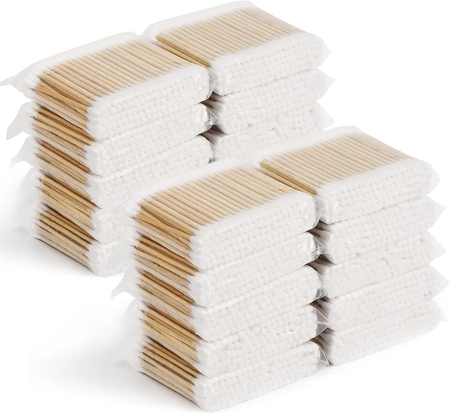 Cotton Swabs 2000ct(20 Pack),Double-Tipped Cotton Buds,Cotton Swabs with Wooden Sticks,Cotton Swabs for Ears,Makeup,Daily Cleaning