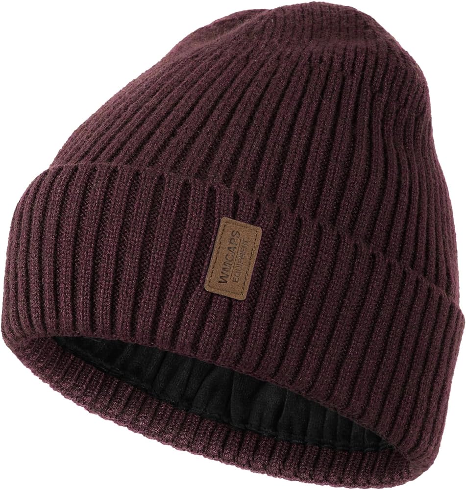 Wmcaps Warm Beanie for Men Women, Fleece Lined Beanie Warm Winter Caps Unisex Fashion Knit Cuffed Cap