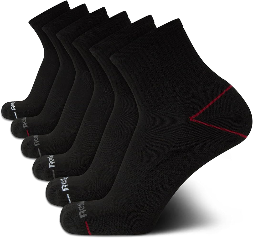 Reebok Men’s Athletic Socks – Cushion High Quarter Cut Socks (6 Pack)
