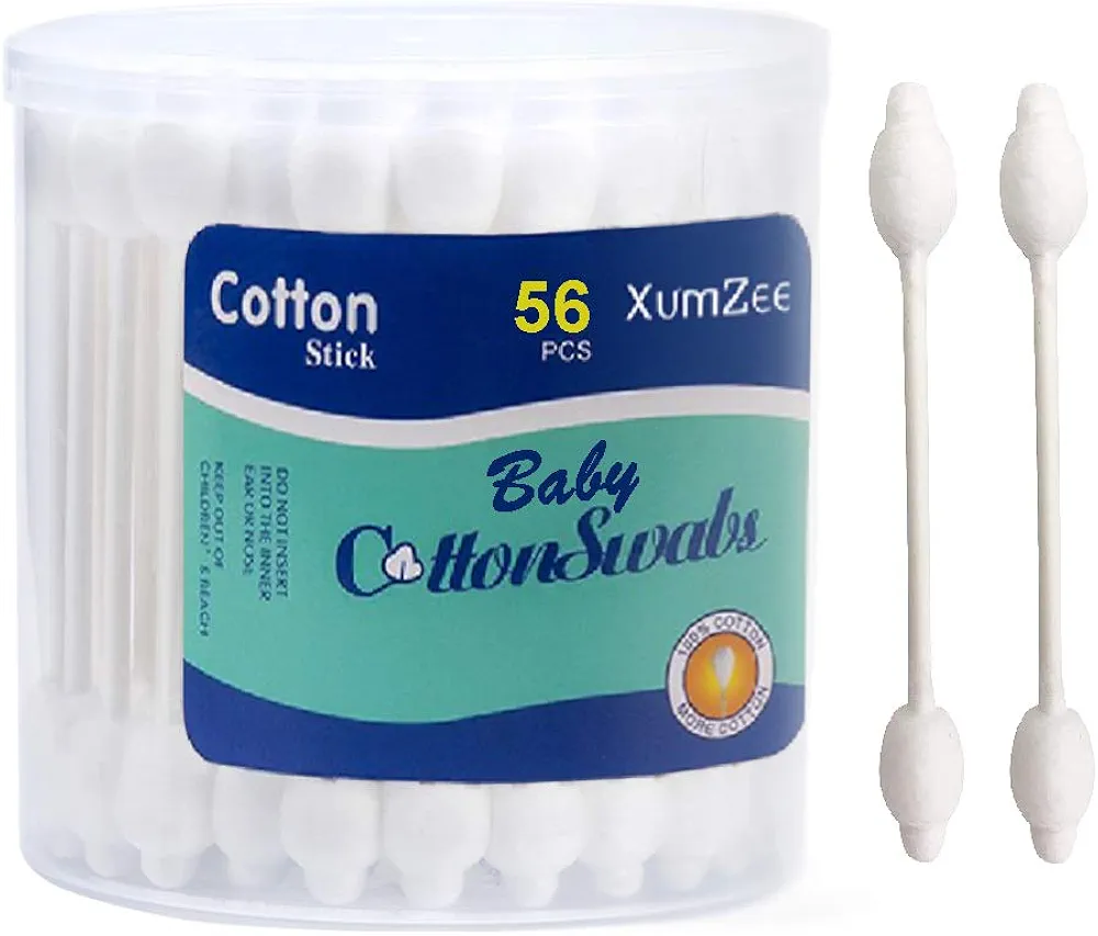 224pcs Baby Safety Cotton Swabs with Large Tips (4 packs of 56 ct), 100% Chemical-Free Gentle Baby Qtips, Hypoallergenic Safety Swabs for Newborn, Babies,Toddler, Kids and Even Adults