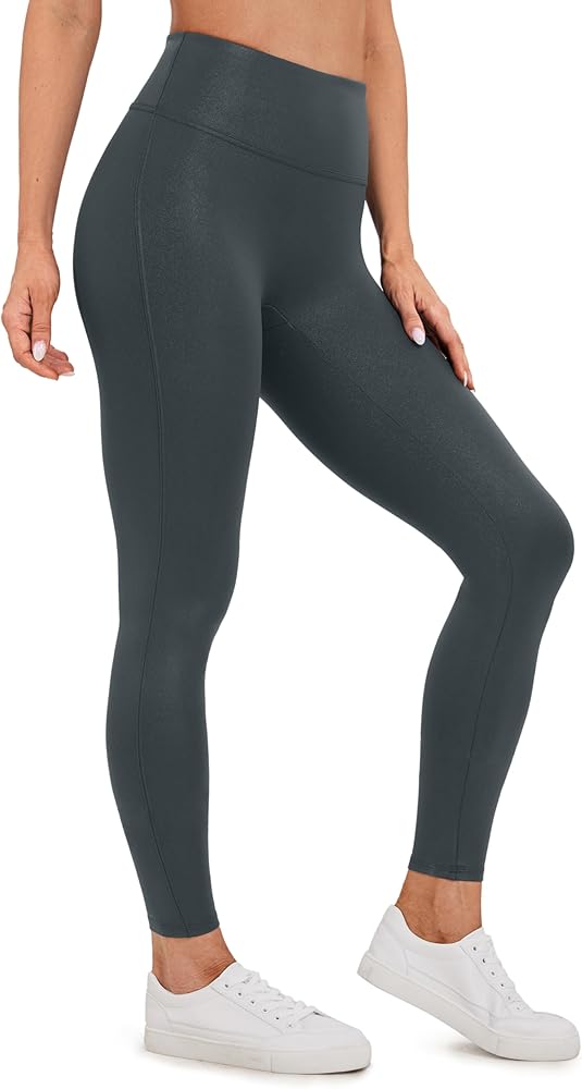 CRZ YOGA Butterluxe Matte Faux Leather Leggings for Women 26.5'' - No Front Seam High Waist Stretch Tights Pleather Pants