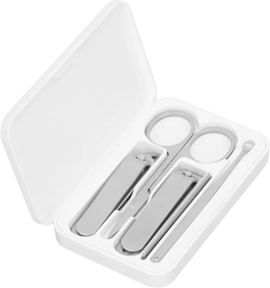 Manicure Set,5 Pieces Manicure Set, Personal Care Nail Clipper Kit Stainless Steel High Sharpness Nail Clippers Pedicure Kit Professional Grooming Kit for Finger Nail Toenail Ear