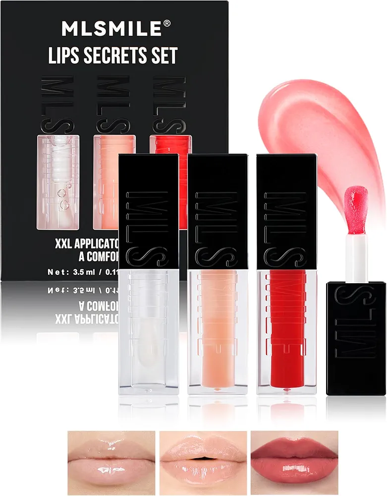 3 Colors Glow Reviver Lip Oil Set, Hydrating Tinted Lip Glow Oil for High-shine Finish Transparent Plumping Lip Gloss, Moisturizing Glossy Lip Oil Lifter Gloss for Women Lip Care and Dry Lips-Set A