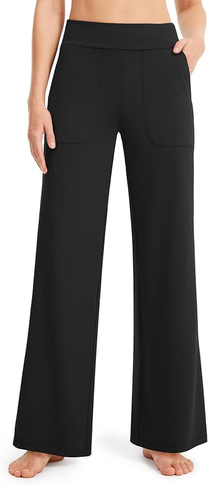 AFITNE Womens Wide Leg Yoga Pants with Pockets High Waist Stretch Dress Casual Pants Loose Lounge Sweatpants 28"/30"/32"