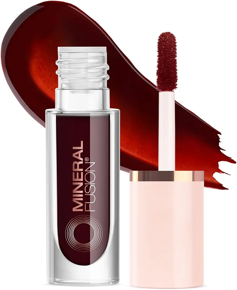 Mineral Fusion 2-in-1 Lip & Cheek Stain Merlot, 0.10 fl oz, Deep Cherry Red hydrating, long-lasting, matte lip and cheek color