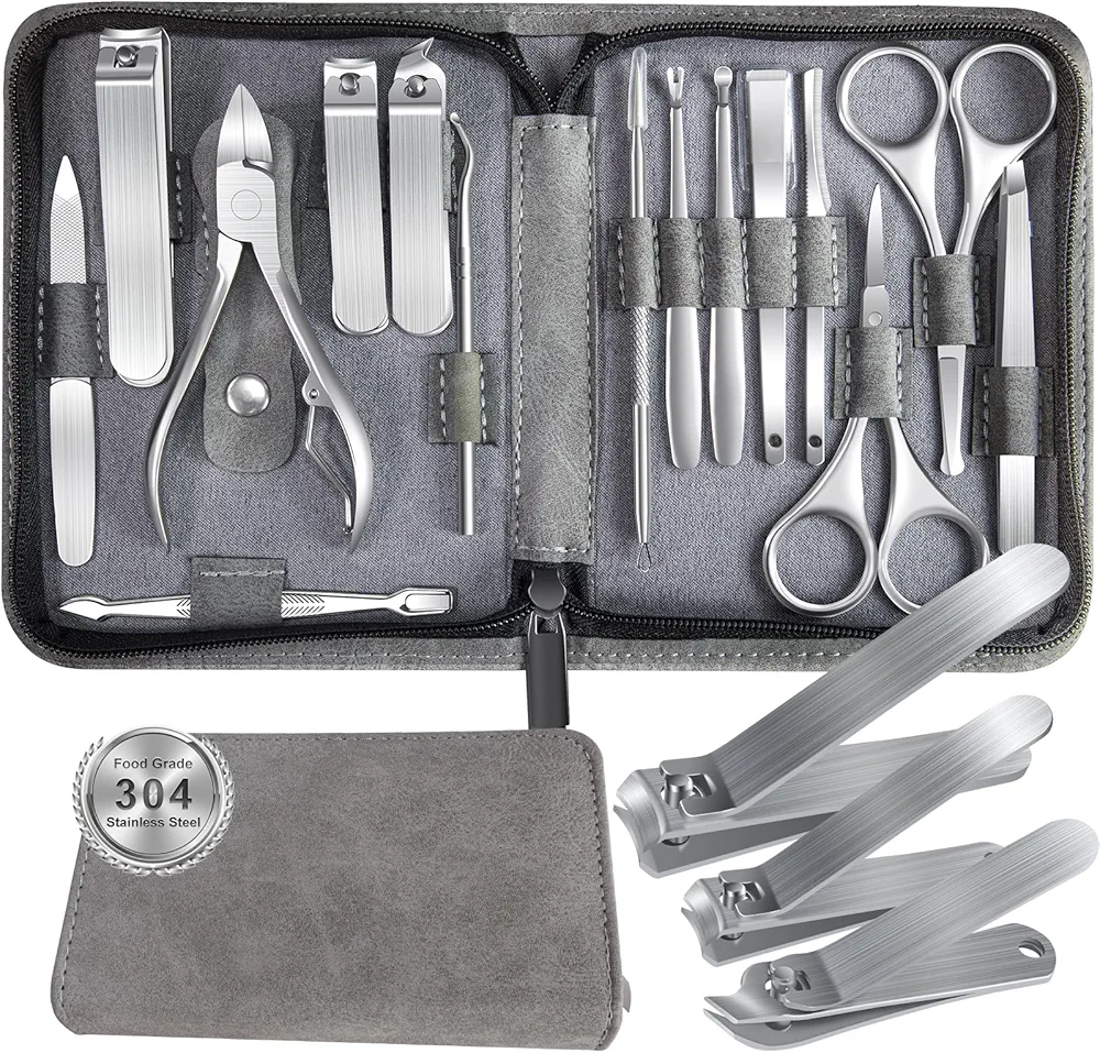 Manicure Set 15 in 1 Stainless Steel Nail Clippers Set, Nail Manicure Kit,Toenail Clippers,Pedicure Kit,Pedicure Tools,Suitable for Travel Manicure Tools,Nail Care Kit