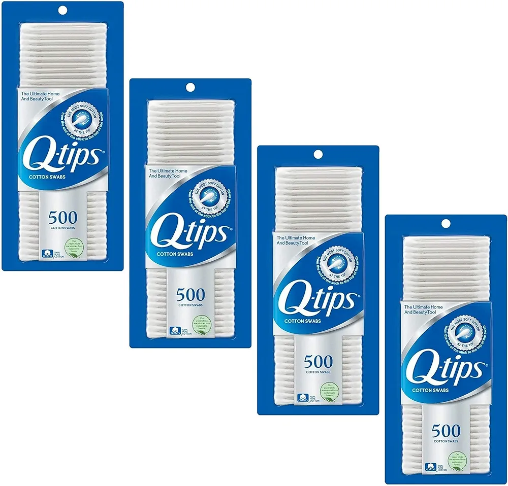 Q-Tips Swabs Cotton, 500 Count (Pack of 4)