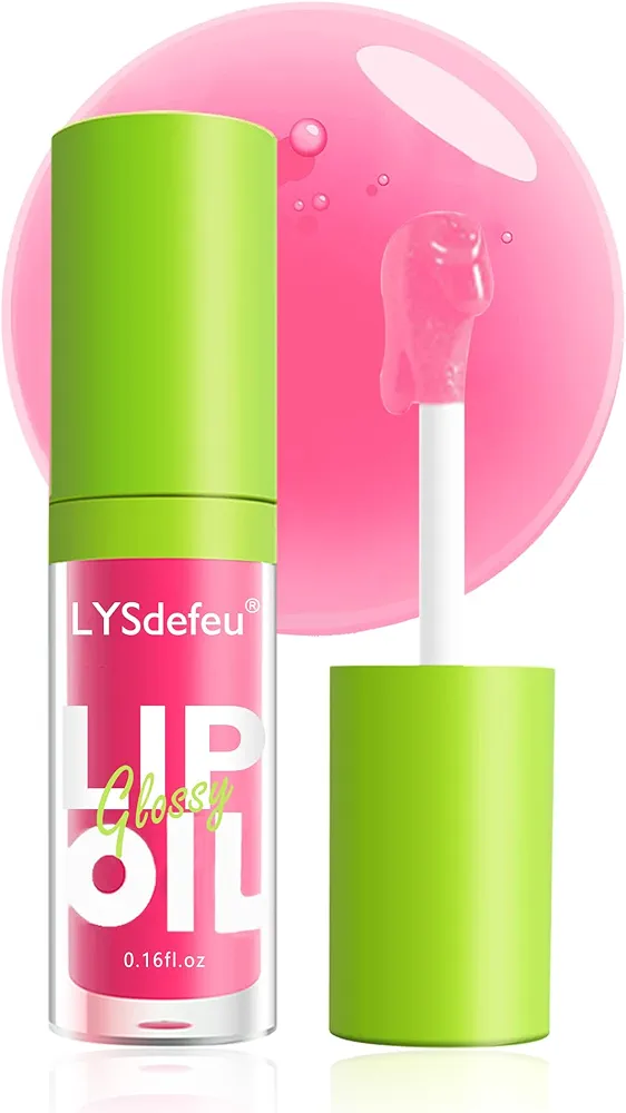 Hydrating Lip Glow Oil-Tinted Lip Oil Lipgloss,Pink Lip Gloss Lipstain,Big Brush Head Lip Glaze,Clear Pink Lip Tint Stain,Long Lasting Glow Reviver Lip Care Oil,Christmas Makeup Gift for Women-02