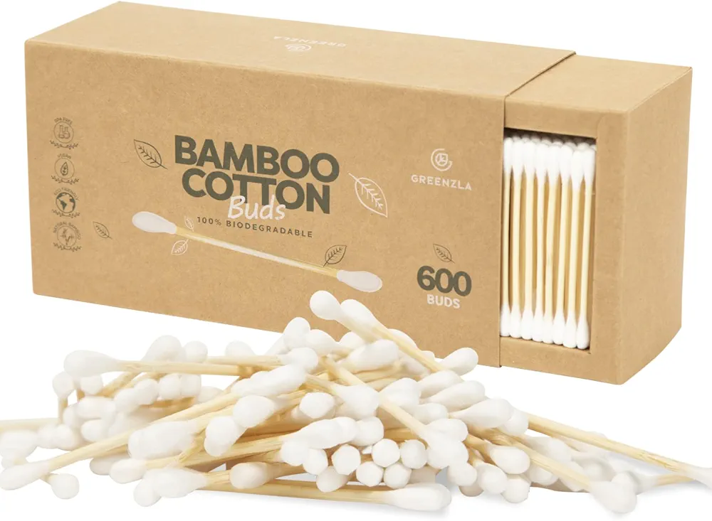 600 Pack Organic Cotton Swabs Natural Cotton Swabs for Ears Cruelty-Free Cotton Swabs Biodegradable All Natural Chlorine-Free & Hypoallergenic Cotton Swabs Comes with Eco Friendly Cotton Swab Holder