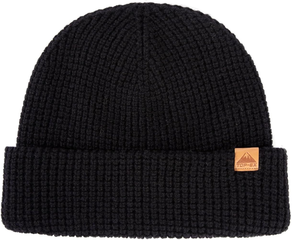 Oversized L/XL/XXL Merino Wool Blend Waffle Beanie No Lined Hat Warm Skull Watch Cap Winter