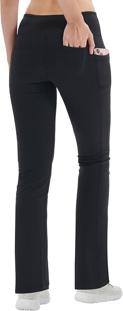 Zeronic Women Yoga Dress Pants Stretchy Bootcut High Waist Straightleg Workout Office Slacks with Pockets Bootleg Flare Pants