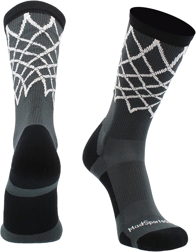 MadSportsStuff Elite Basketball Socks with Net Crew length - made in the USA