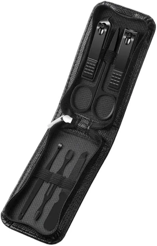 Nail Clippers Set Portable Luxury Manicure Sets, Pedicure Kits, Glossy Black, Nail Clippers, Personal Care Tools, Eyebrow Scissors, 6 Pcs Nail Trimming Kit(Black)