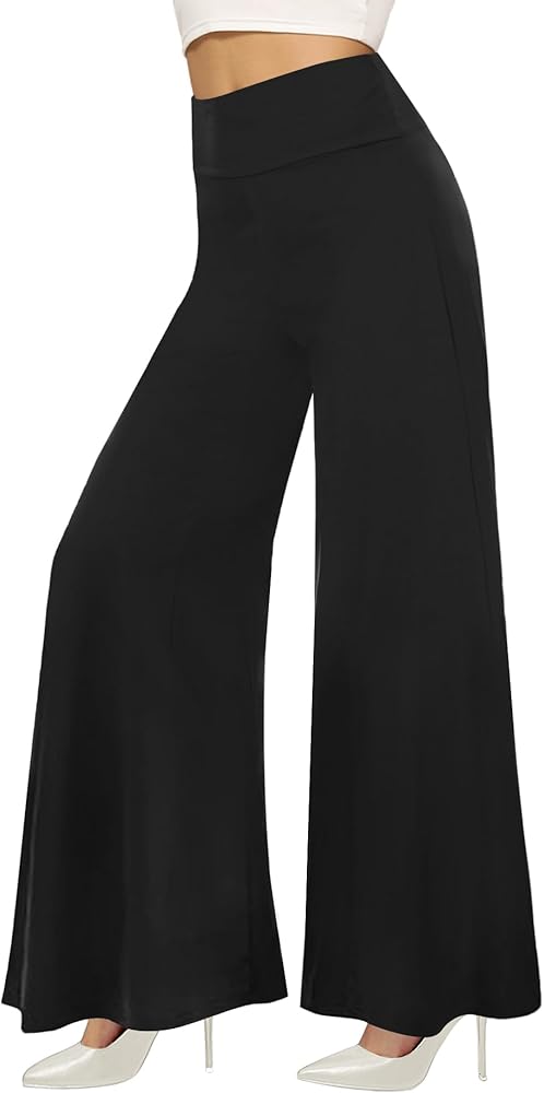 QGGQDD Wide Leg Palazzo Pants for Women - Casual Soft High Waist Lounge Pants Loose Comfy Stretchy Trousers