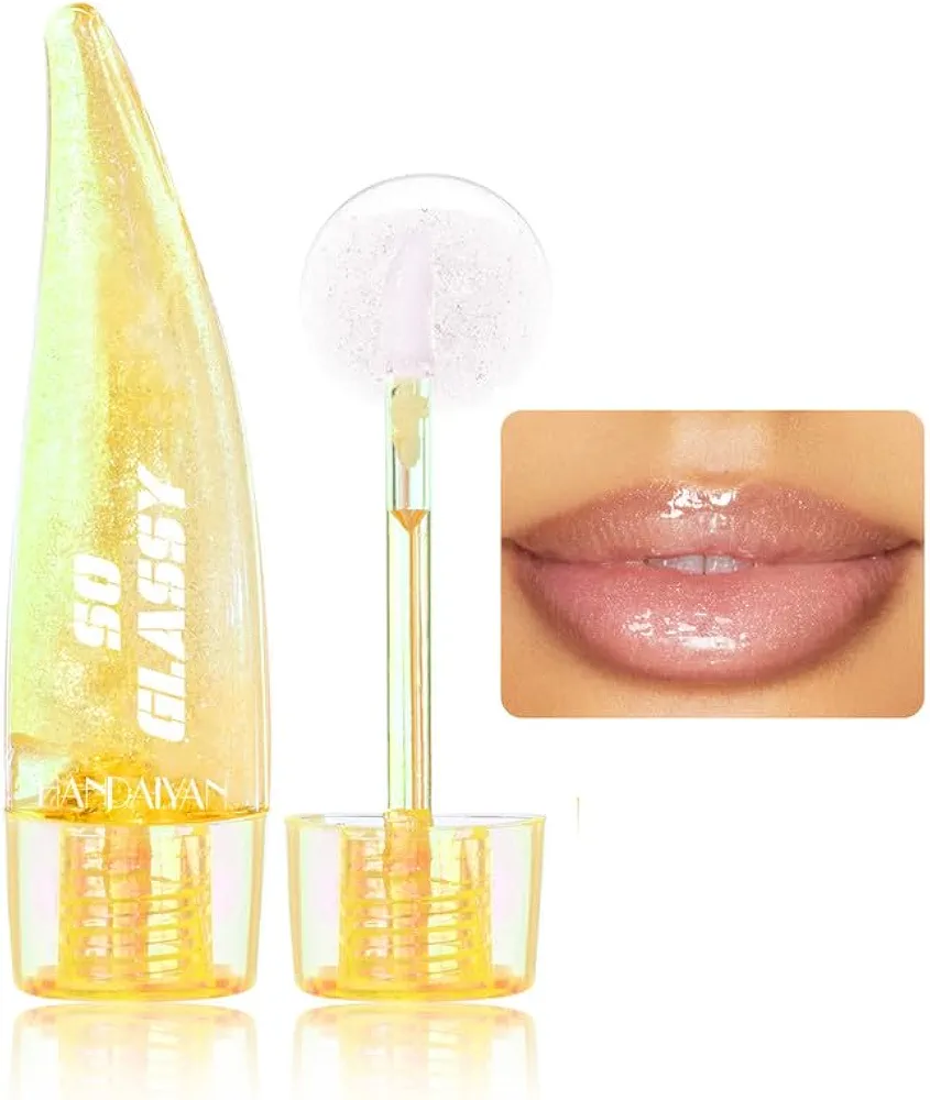 AKARY Hydrating Lip Glow Oil Plumping Lip Gloss with Pearly Luster, Ultra-Hydrating & Nourishing Lip Balm, Smooth Glossy Finish Lip Oil for Lip Care and Dry Lips, Moisturizing Non-Sticky Formula, 03