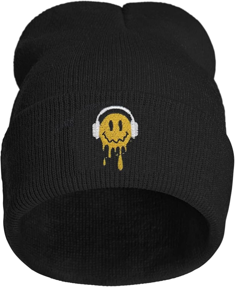 Faith, Jesus Fish Embroidery Beanie Hat for Men Women Winter Knit Cuffed Warm Stretch Skull Knit Hats Cap Black