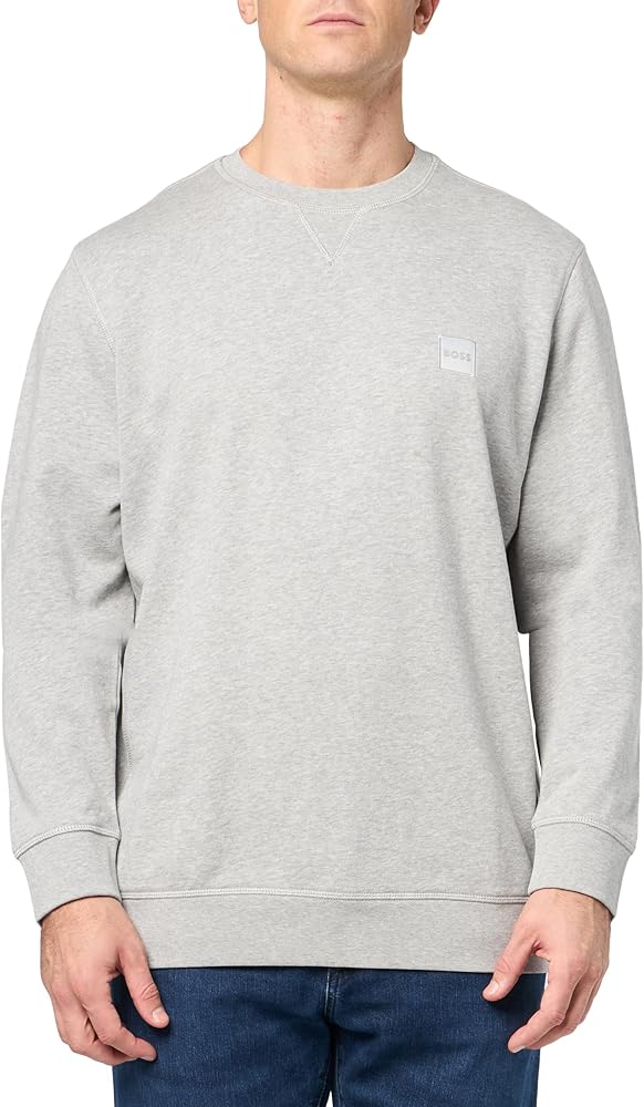 BOSS Men's Patch Logo French Terry Pullover Cotton Sweatshirt