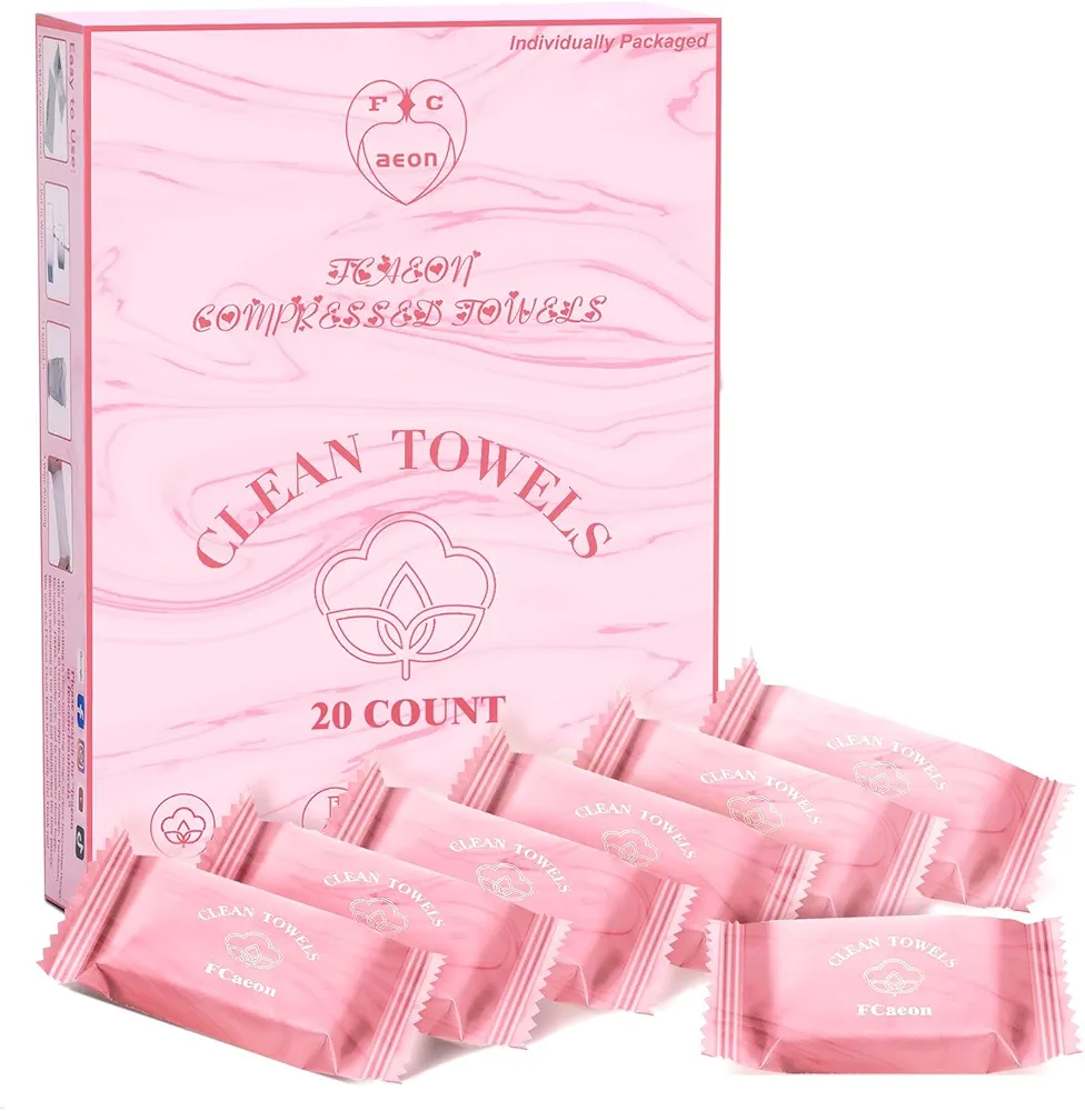 Disposable Towel, Thicken Compressed Towel Large, Soft Facial Washcloth Reusable Portable Cotton Tissue for Travel,Camping,Hiking,Hotel,Beauty Salon,Outdoor Activities(Pink 20PCS)