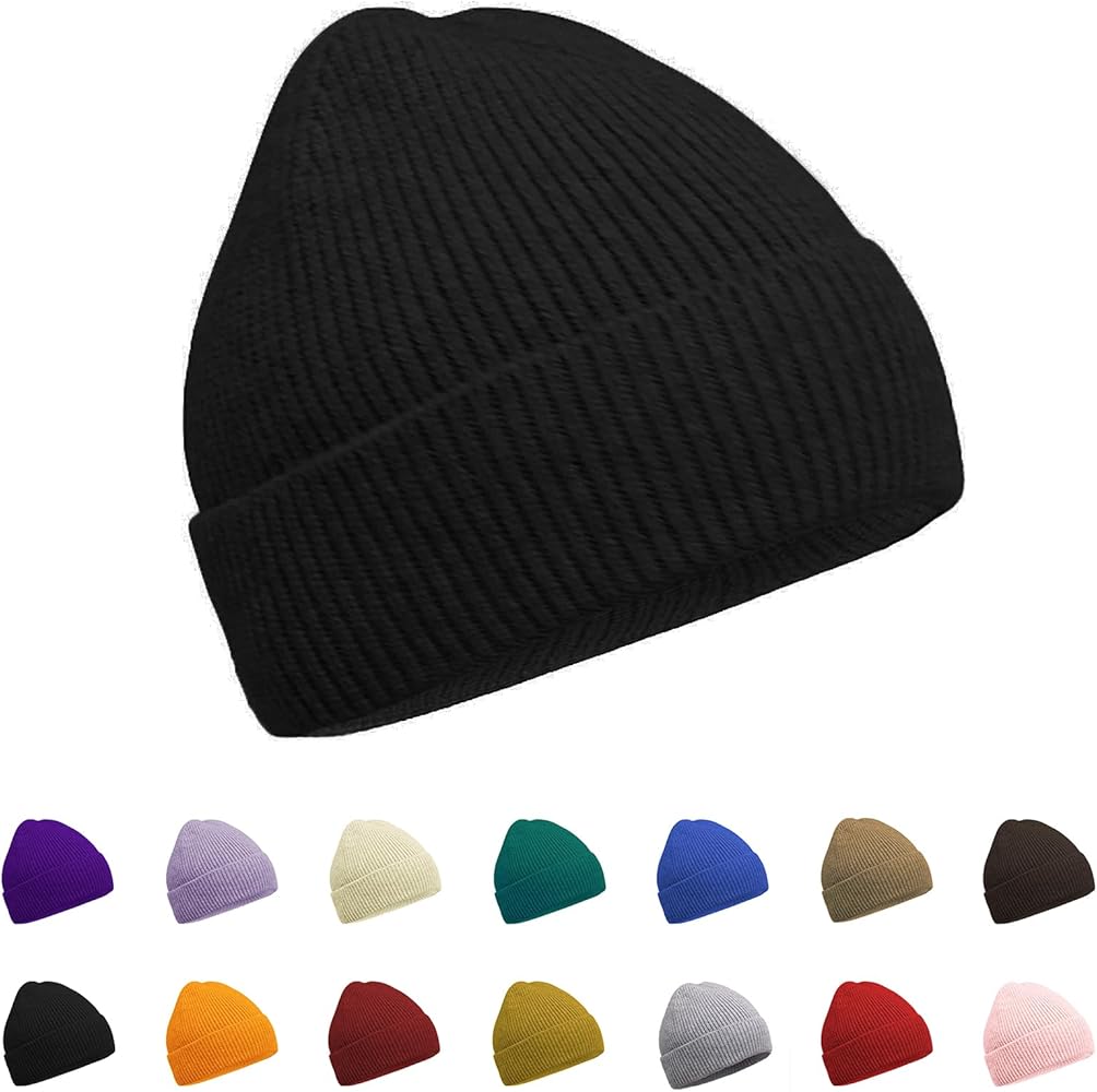 ZOORON Warm Knit Beanie for Men Women Winter Hat, Thick Fisherman Beanies Cuffed Plain Skull Caps