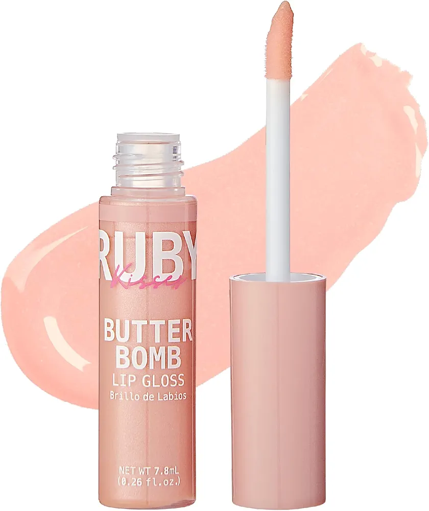 Ruby Kisses Lip Gloss Butter Bomb Gloss Non-Sticky Lip Gloss Vitamin E Natural Nude Lip Makeup - 7.8mL (0.26 US fl.oz) (Fairy)
