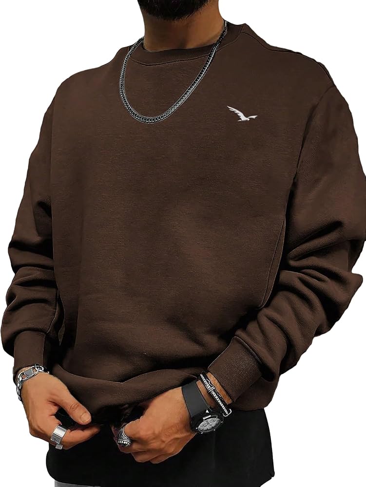 SOLY HUX Men's Sweatshirt Embroidery Long Sleeve Round Neck Casual Pullover Tops