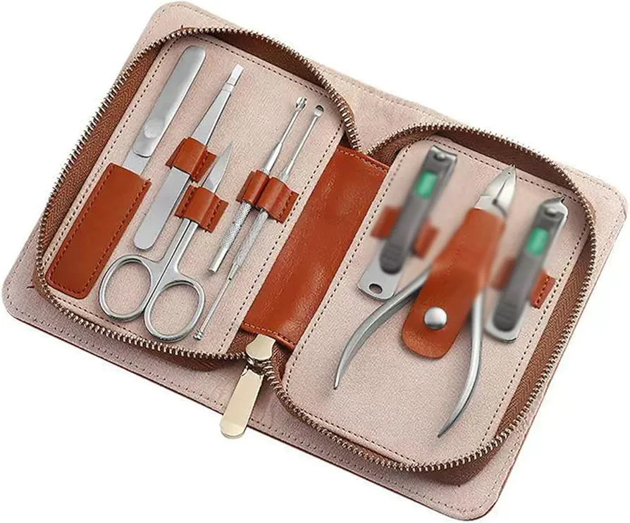 Manicure Set Personal Care Nail Clipper Kit Luxury Manicure for Men Husband Boyfriend Parents Elder Patient Nail Care (Color : Orange)