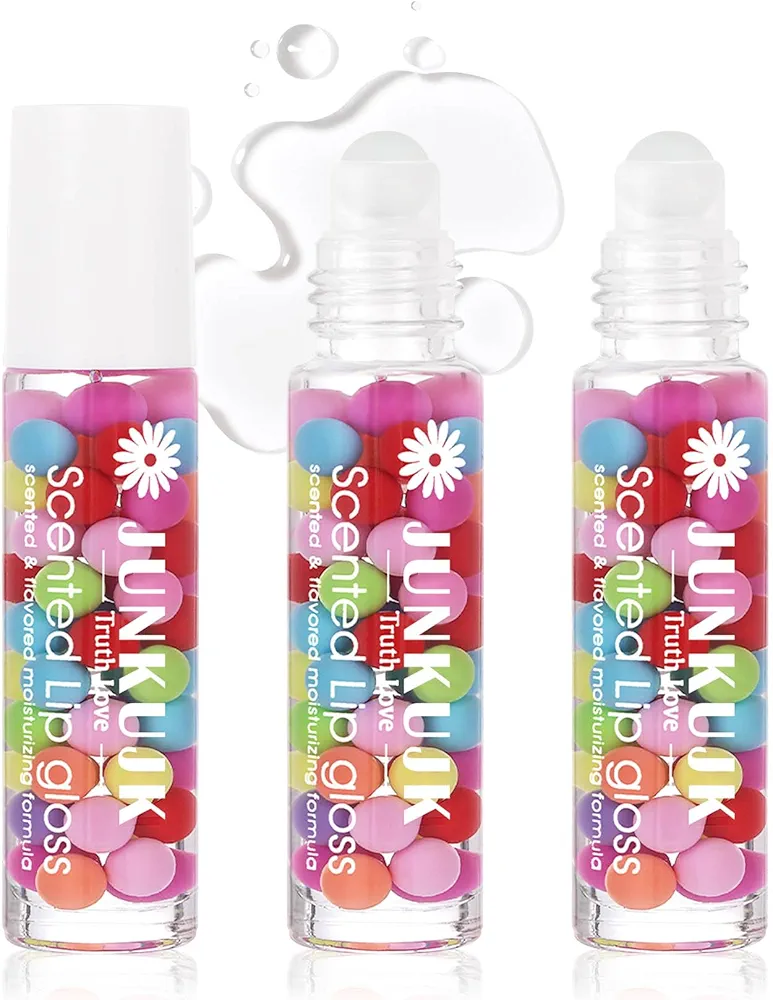 2PCS Roll On Lip Oil Gloss,Hydrating Plumping Color Changing Lip Gloss Set,Non-Sticky Long Lasting Shiny Lip Plumper Gloss for Women,Moisturizing Transparent Lip Glow Oil Set